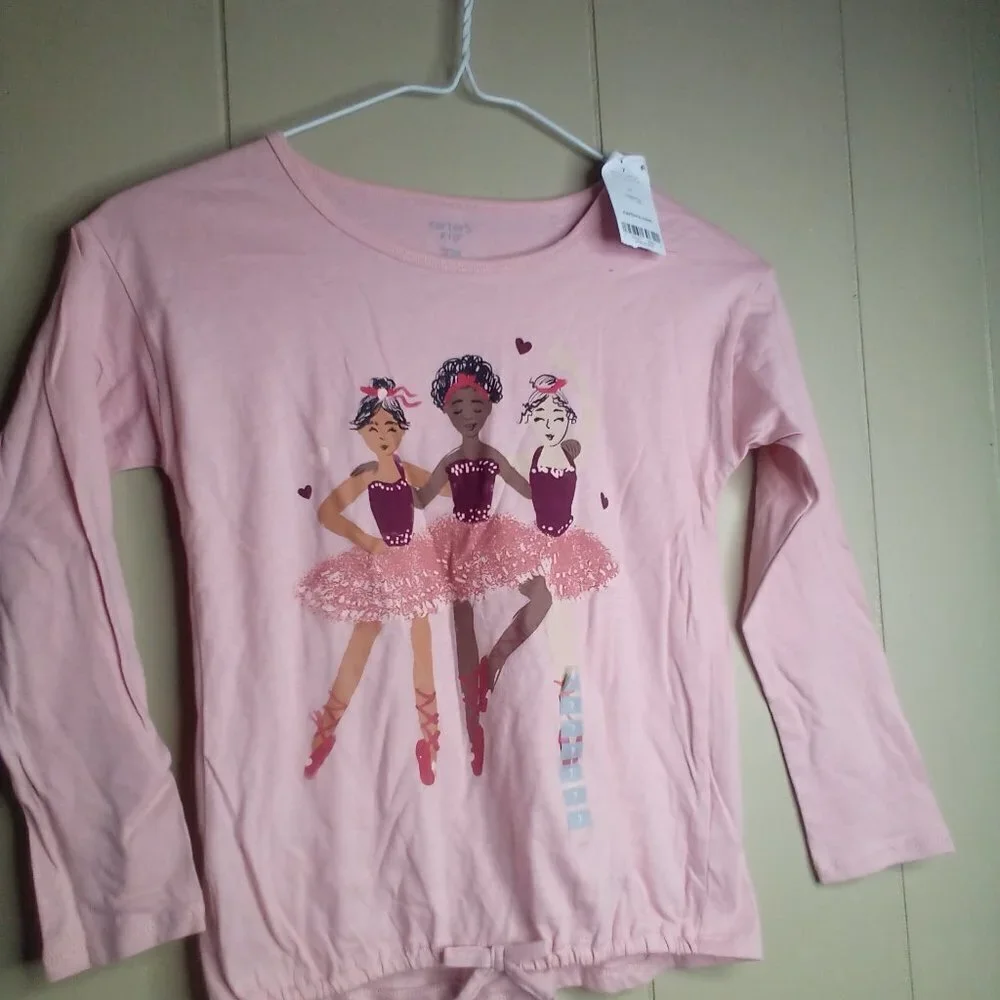 Carter's Kids Long Sleeve Shirt 7 Pink Ballerina Dance